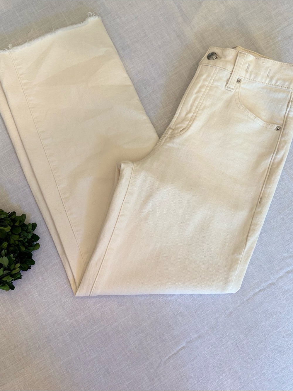 Madewell Wide Leg Crop Off-White Jeans Sz 23